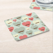 Valentijn patroon met hart en snor kartonnen onderzetters (Schuin)