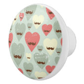 Valentijn patroon met hart en snor keramische knop (Rechts)