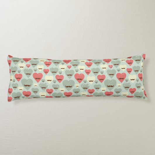Valentijn patroon met hart en snor lichaamskussen (Achterkant)