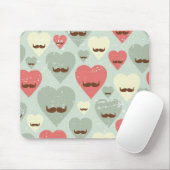 Valentijn patroon met hart en snor muismat (Met muis)