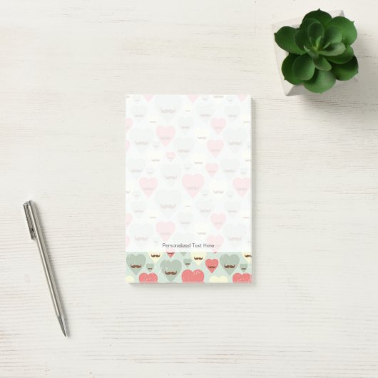 Valentijn patroon met hart en snor post-it® notes (Kantoor)