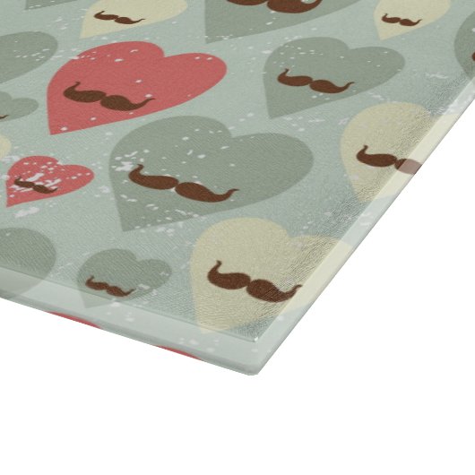 Valentijn patroon met hart en snor snijplank (Hoek)