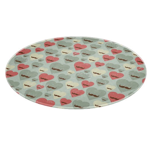 Valentijn patroon met hart en snor snijplank (Hoek)