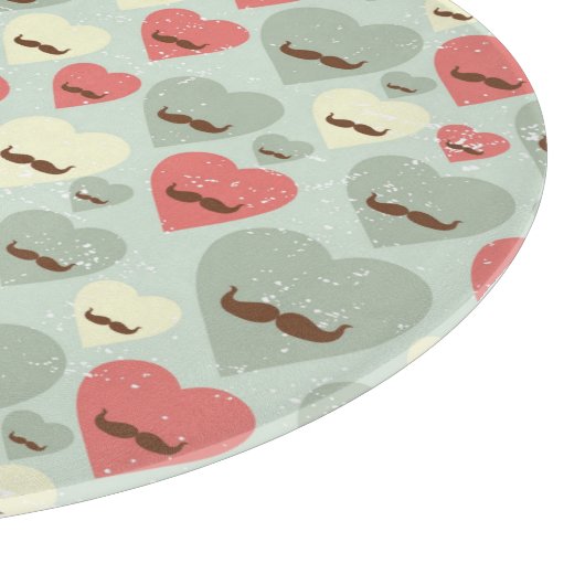 Valentijn patroon met hart en snor snijplank (Hoek)