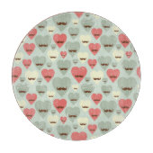 Valentijn patroon met hart en snor snijplank (Voorkant)