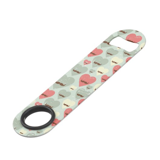 Valentijn patroon met hart en snor speed flessenopener (Achterkant Gekanteld)