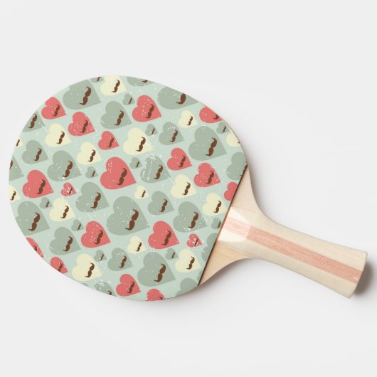 Valentijn patroon met hart en snor tafeltennisbatje (Zijkant)