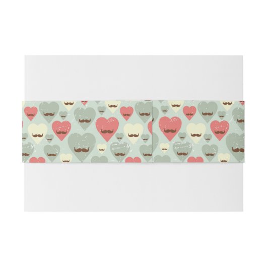 Valentijn patroon met hart en snor uitnodigingen wikkel (Achterkant Voorbeeld)