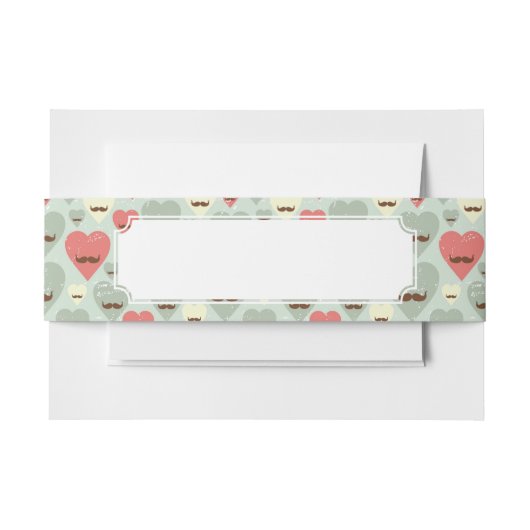 Valentijn patroon met hart en snor uitnodigingen wikkel (Voorkant Voorbeeld)