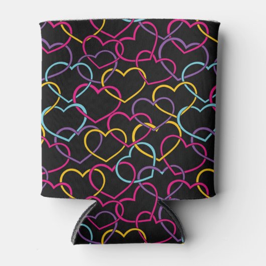 Valentijn Patroon met kleurenharten Blikjeskoeler (Voorkant)