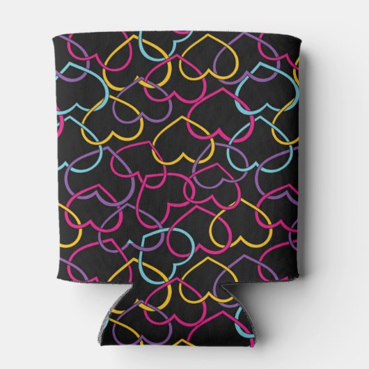 Valentijn Patroon met kleurenharten Blikjeskoeler (Achterkant)