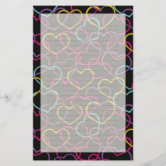 Valentijn Patroon met kleurenharten Briefpapier (Voorkant)