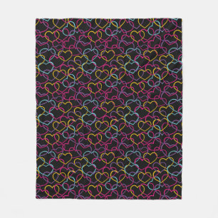 Valentijn Patroon met kleurenharten Fleece Deken