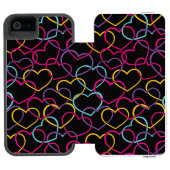 Valentijn Patroon met kleurenharten Incipio iPhone Portemonnee Hoesje (Agenda Open)