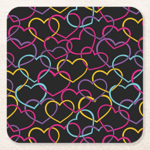 Valentijn Patroon met kleurenharten Kartonnen Onderzetters