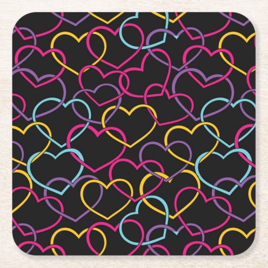 Valentijn Patroon met kleurenharten Kartonnen Onderzetters (Voorkant)