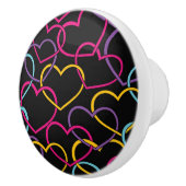 Valentijn Patroon met kleurenharten Keramische Knop (Rechts)
