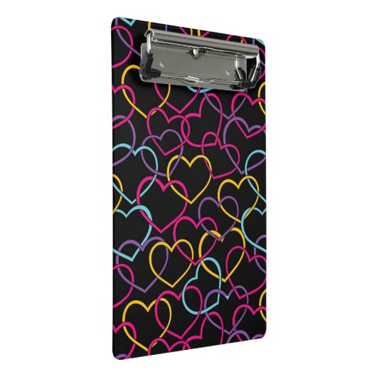 Valentijn Patroon met kleurenharten Mini Klembord (Schuin)