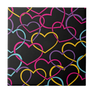 Valentijn Patroon met kleurenharten Tegeltje