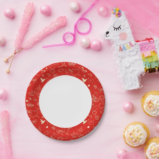 Valentijn Patroon Papieren Bordje (Feest)