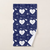Valentijn Patroondoekset - Wit op Navy Blue Bad Handdoek (Handdoek)