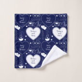 Valentijn Patroondoekset - Wit op Navy Blue Bad Handdoek (Wasdoekje)