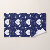 Valentijn Patroondoekset - Wit op Navy Blue Bad Handdoek (Handdoek)