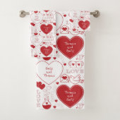 Valentijn Pattern Bath Towel Set - Rood op wit Bad Handdoek (Insitu)