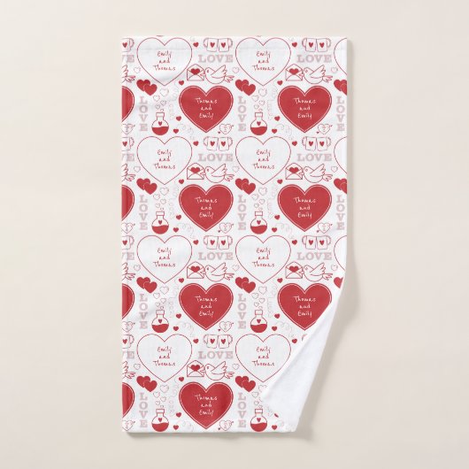 Valentijn Pattern Bath Towel Set - Rood op wit Bad Handdoek (Handdoek)