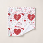Valentijn Pattern Bath Towel Set - Rood op wit Bad Handdoek (Wasdoekje)