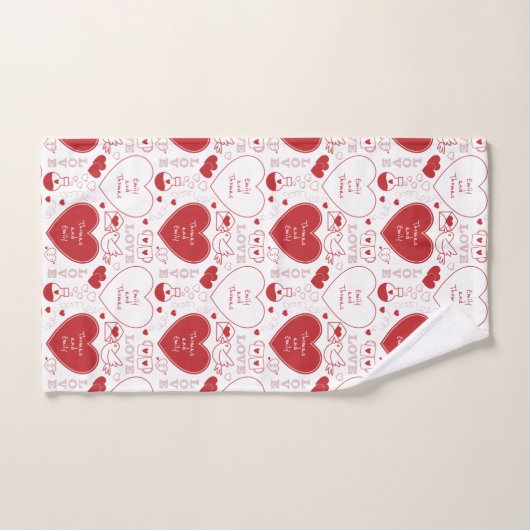 Valentijn Pattern Bath Towel Set - Rood op wit Bad Handdoek (Handdoek)