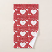 Valentijn Pattern Bath Towel Set - Wit op rood Bad Handdoek (Handdoek)