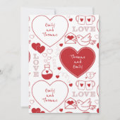 Valentijn Pattern Flat Wenskaart -Rood op Wit Kaart (Voorkant)