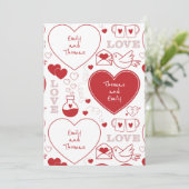 Valentijn Pattern Flat Wenskaart -Rood op Wit Kaart (Staand voorkant)