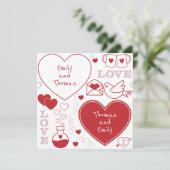 Valentijn Pattern Kaart - Rood op wit (Staand voorkant)