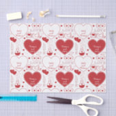 Valentijn Pattern Tissue Paper - Rood op Wit Tissuepapier (Craft)