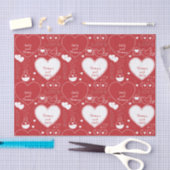 Valentijn Pattern Tissue Paper - Wit op Rood Tissuepapier (Craft)