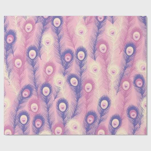 Valentijn Peacock Feather Seamless Pattern in Roze Cadeaupapier (Vlak)