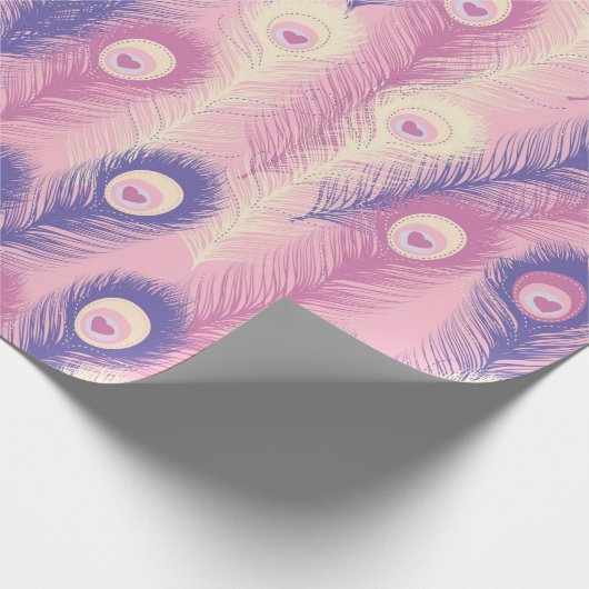 Valentijn Peacock Feather Seamless Pattern in Roze Cadeaupapier (Hoek)