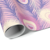 Valentijn Peacock Feather Seamless Pattern in Roze Cadeaupapier (Rol Hoek)