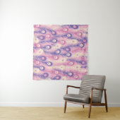 Valentijn Peacock Feather Seamless Pattern in Roze Wandkleed (In Situ (horizontaal))