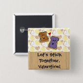 Valentijn Peanut Butter en Jelly Vierkante Button 5,1 Cm (Voorkant /achterkant)