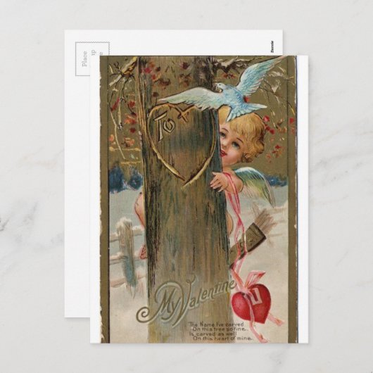 Valentijn Peeking Cherub Feestdagenkaart (Voorkant / Achterkant)
