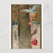 Valentijn Peeking Cherub Feestdagenkaart (Voorkant)