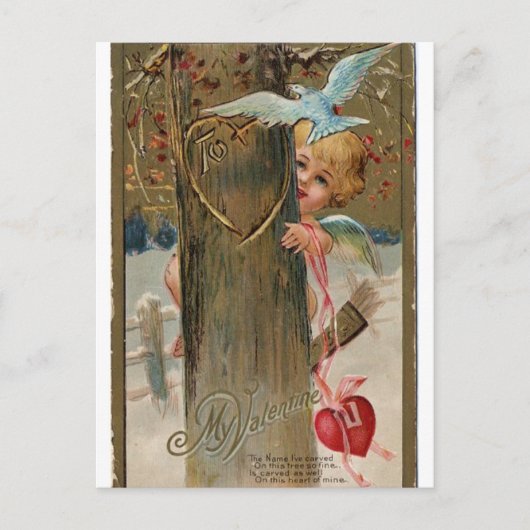 Valentijn Peeking Cherub Feestdagenkaart (Voorkant)