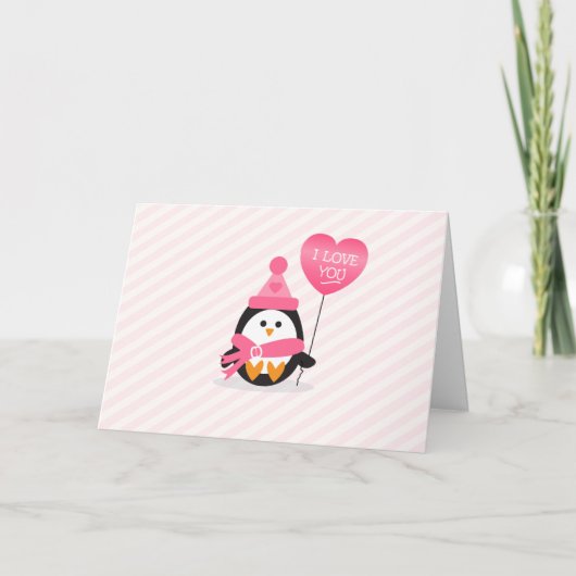 Valentijn Penguin Feestdagen Kaart (Voorkant)