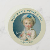 Valentijn Pierrot Boy met bloemen Fragonard Feestdagenkaart (Voorkant / Achterkant)