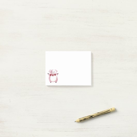Valentijn Pig Post-it® Notes (Op bureau)