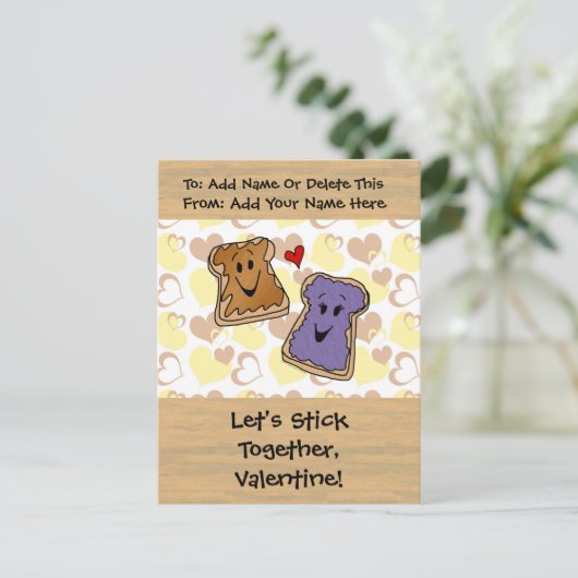 Valentijn Pindakaas en Jelly Feestdagenkaart (Staand voorkant)