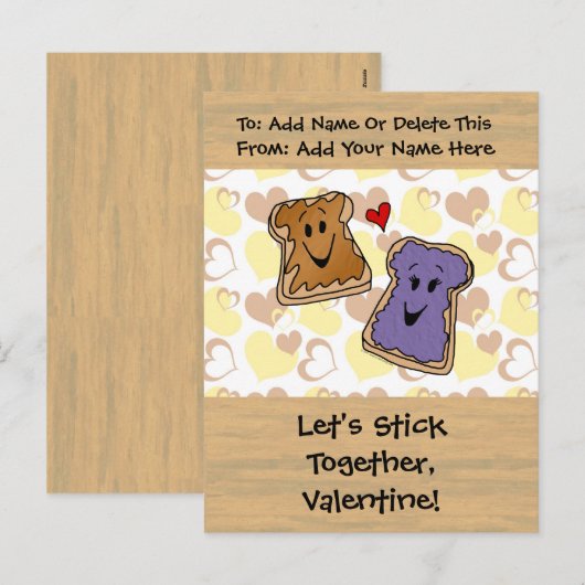 Valentijn Pindakaas en Jelly Feestdagenkaart (Voorkant / Achterkant)